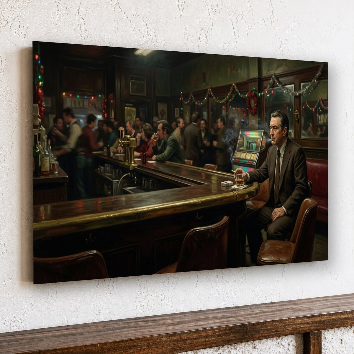 Gangster Canvas Wall Art, Mafia Bar Scene, Vintage Wall Decor