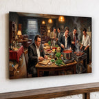 gangster dinner scene, mafia canvas wall art, man cave wall decor