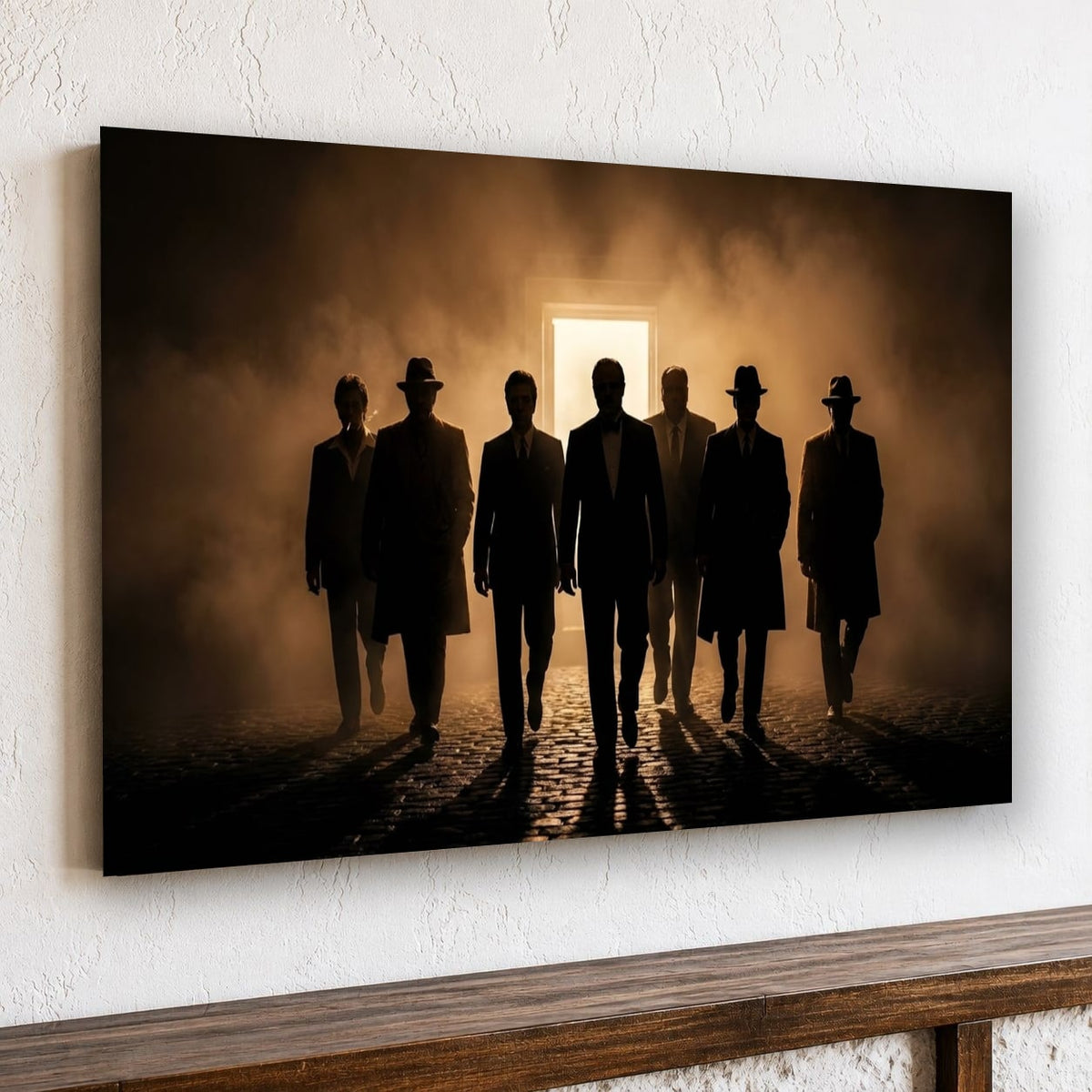 Gangster Mafia Canvas Wall Art, Vintage Mafia Print, Man Cave Decor – Horizontal No. 2