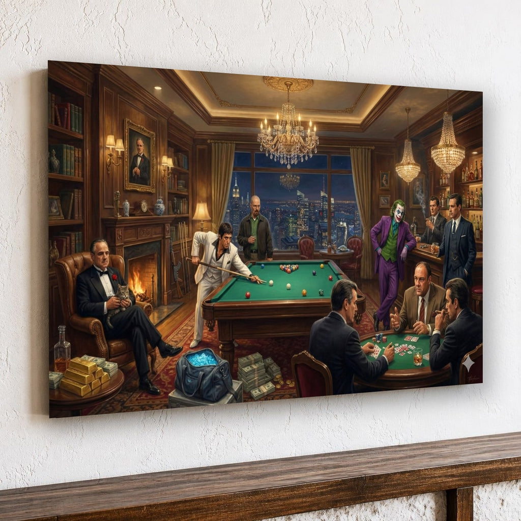 Gangster Canvas Wall Art, Mafia Scene Wall Art, Casino Night Decor
