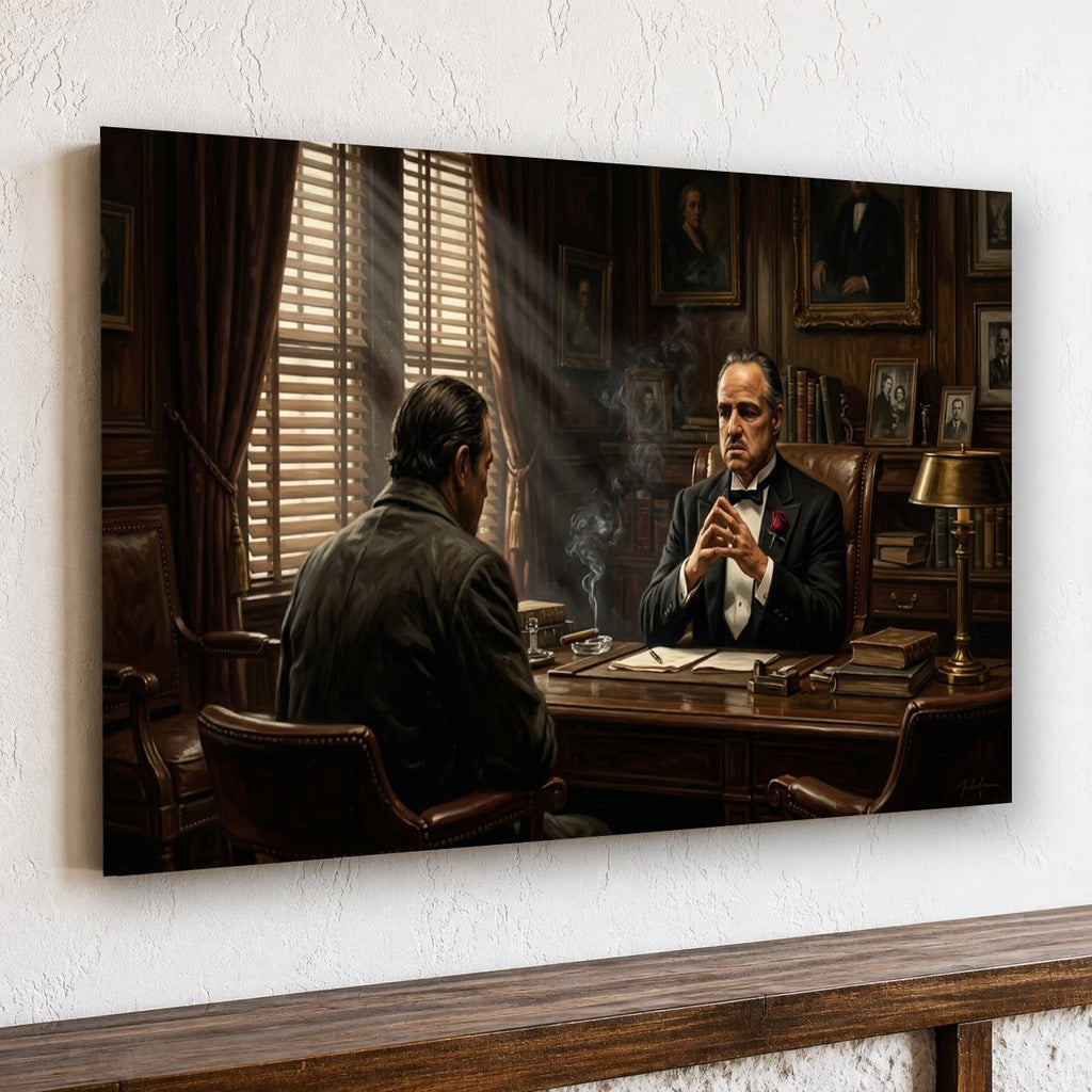 Gangster Mafia Canvas Wall Art, Godfather Scene, Vintage Office Decor