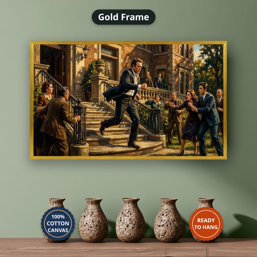 Gangster Canvas Wall Art, Mafia Scene, Vintage Gangster Art