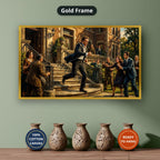 Gangster Canvas Wall Art, Mafia Scene, Vintage Gangster Art