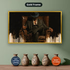Gangster In Leather Armchair Canvas Wall Art, Oversized Horizontal
