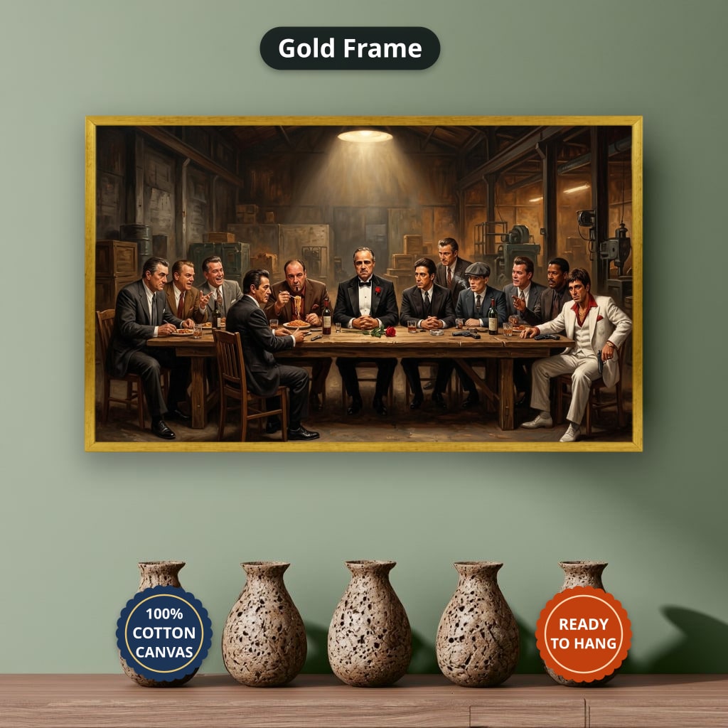 Gangster Canvas Wall Art, Mafia Art Print, Vintage Mafia Scene