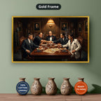 Gangster Mafia Canvas Wall Art, Mafia Meeting Print