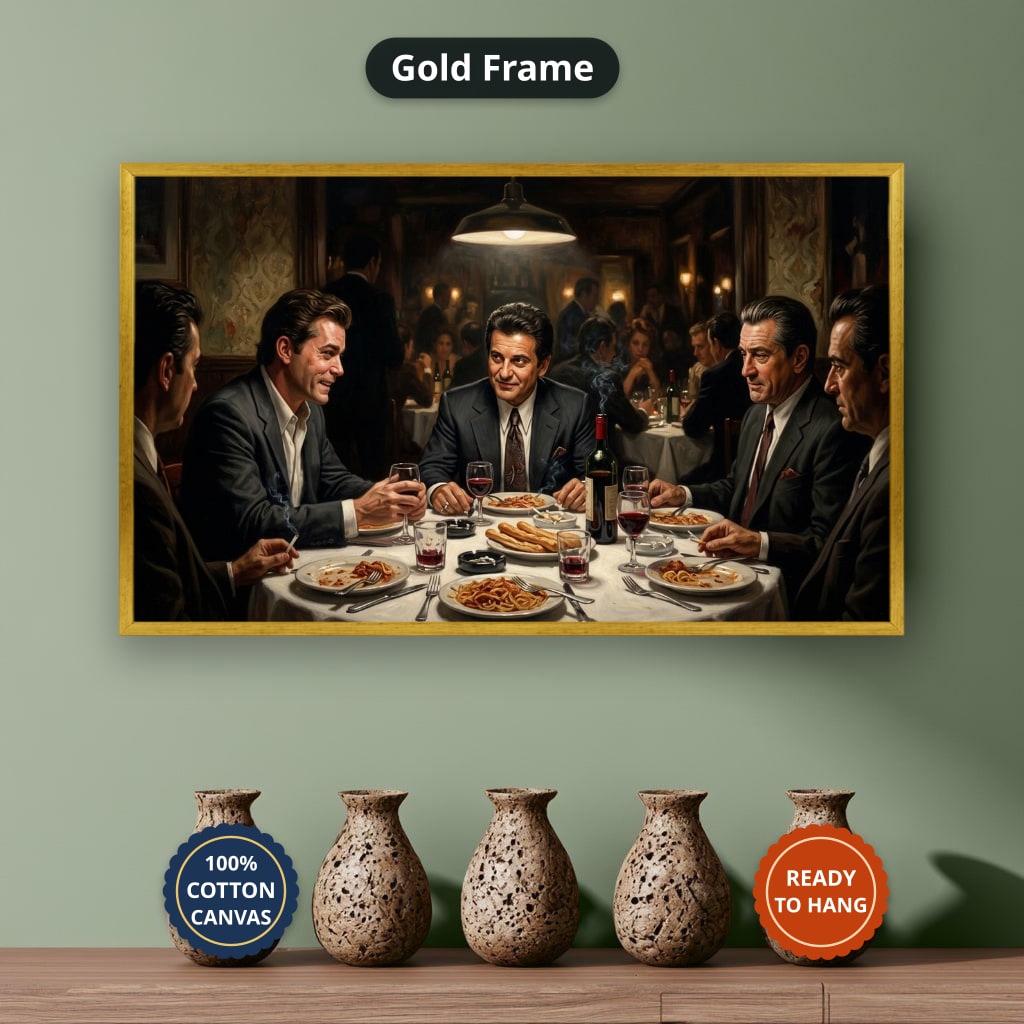 Gangster Mafia Canvas Wall Art, Vintage Restaurant Scene