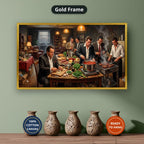 gangster dinner scene, mafia canvas wall art, man cave wall decor