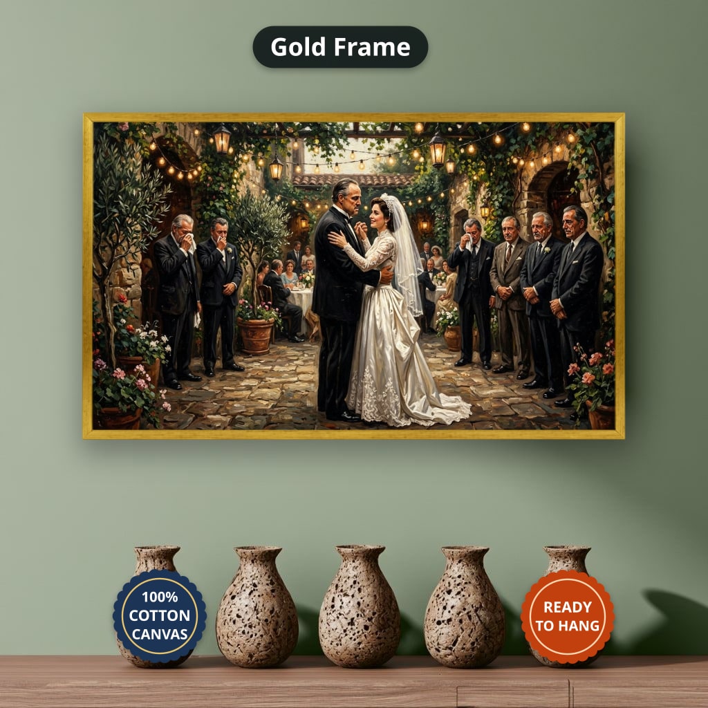 Gangster Wedding Scene, Mafia Canvas Wall Art, Horizontal Wall Decor