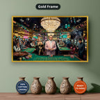Gangster Casino Scene, Mafia Canvas Wall Art, Vintage Gambling Artwork