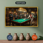 Gangster Canvas Wall Art, Mafia Pool Hall Scene, Man Cave Decor
