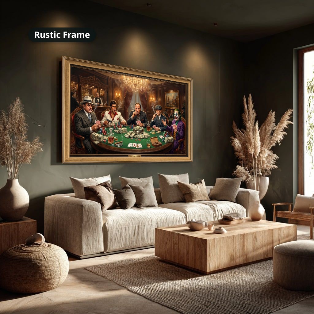 Gangster Canvas Wall Art, Mafia Poker Scene, Casino Wall Decor