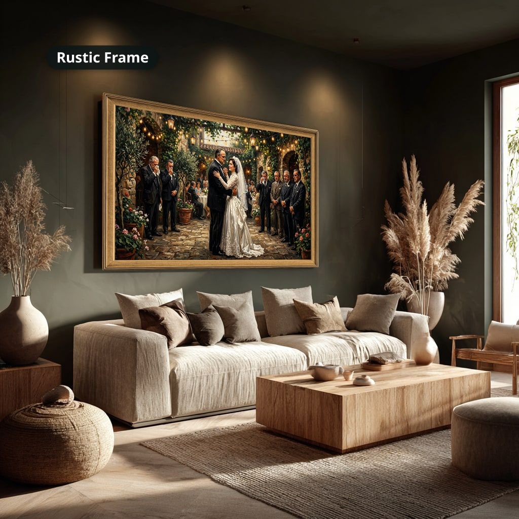 Gangster Wedding Scene, Mafia Canvas Wall Art, Horizontal Wall Decor