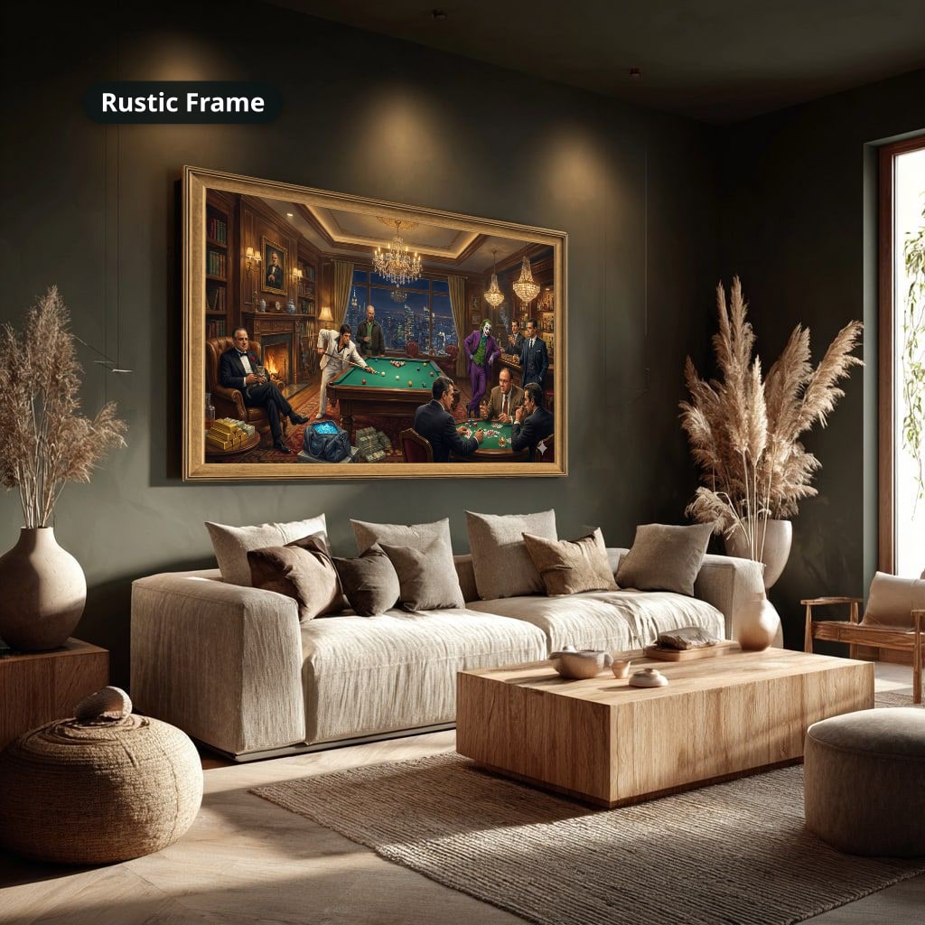 Gangster Canvas Wall Art, Mafia Scene Wall Art, Casino Night Decor