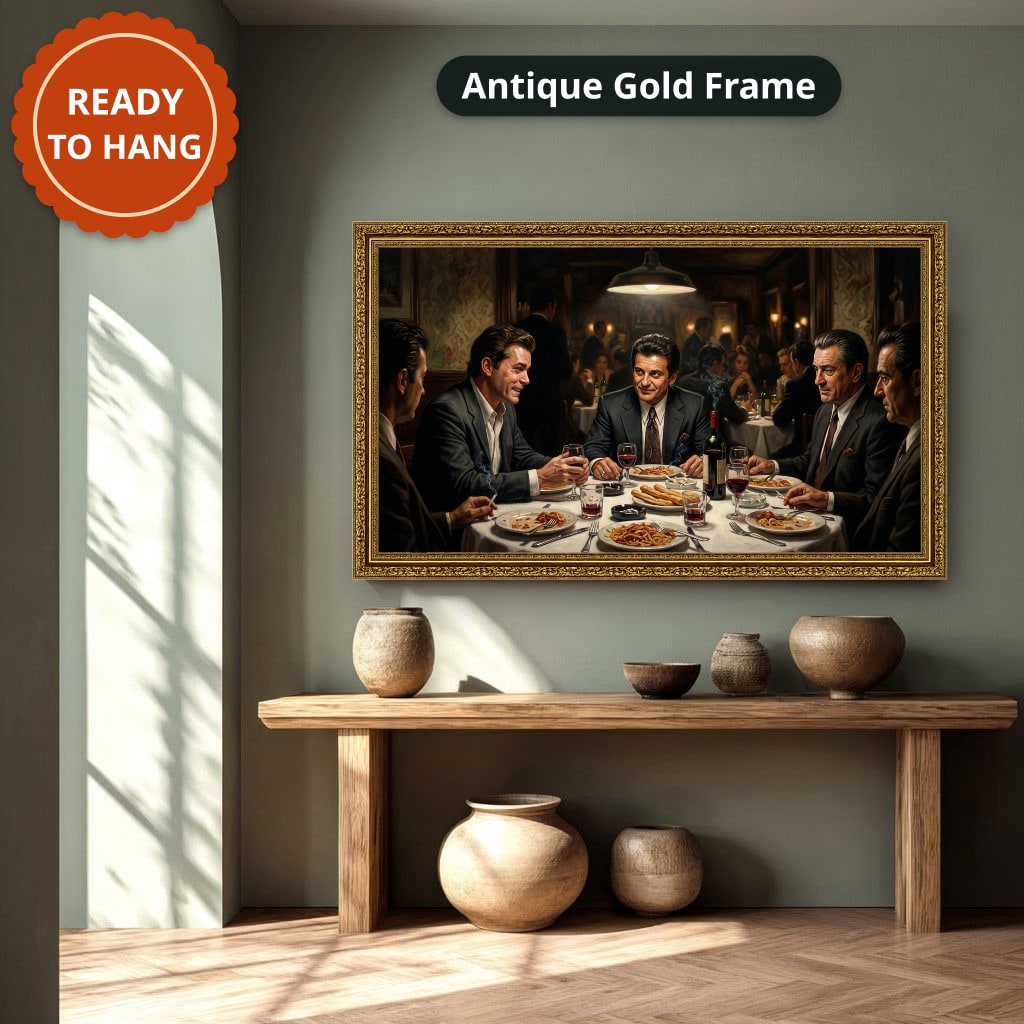 Gangster Mafia Canvas Wall Art, Vintage Restaurant Scene
