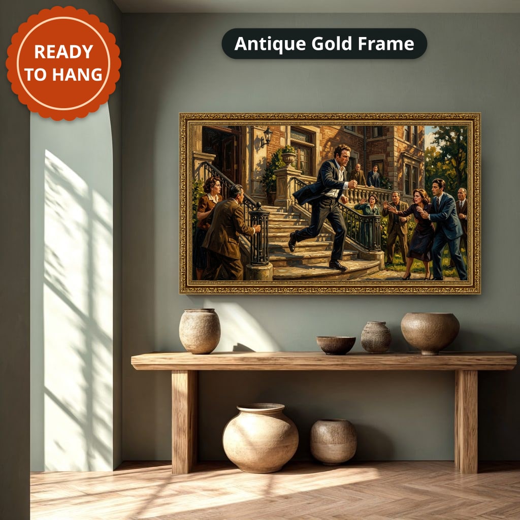 Gangster Canvas Wall Art, Mafia Scene, Vintage Gangster Art