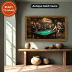 Gangster Canvas Wall Art, Mafia Pool Hall Scene, Man Cave Decor