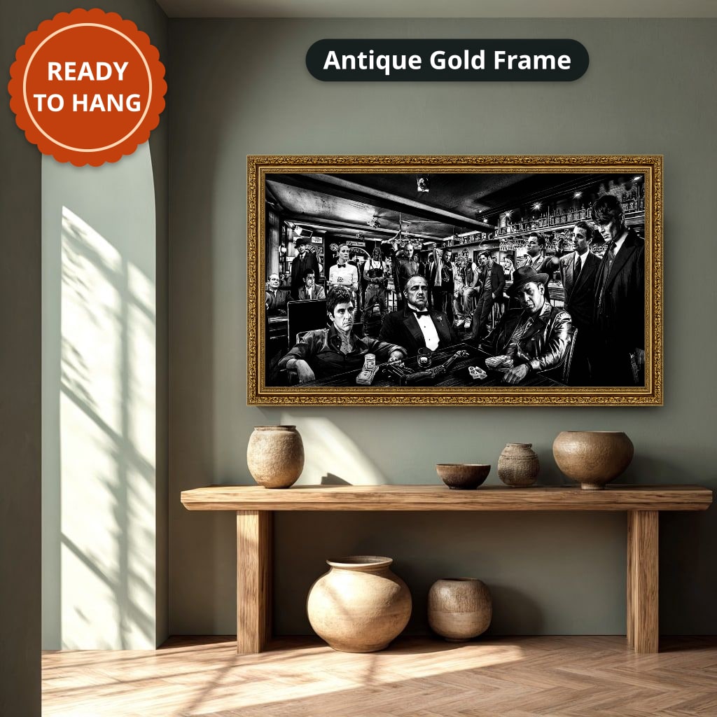 Gangster Mafia Canvas Wall Art, Vintage Crime Scene Wall Decor