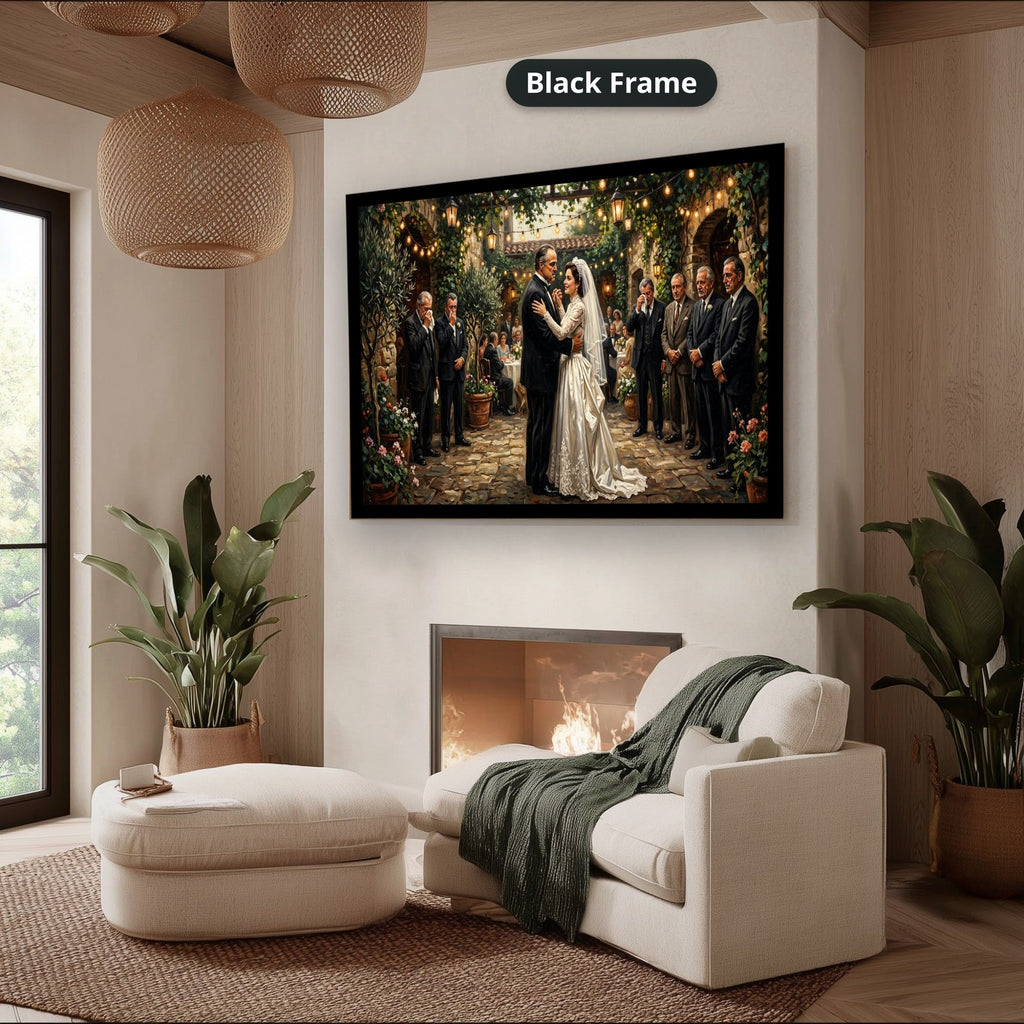 Gangster Wedding Scene, Mafia Canvas Wall Art, Horizontal Wall Decor