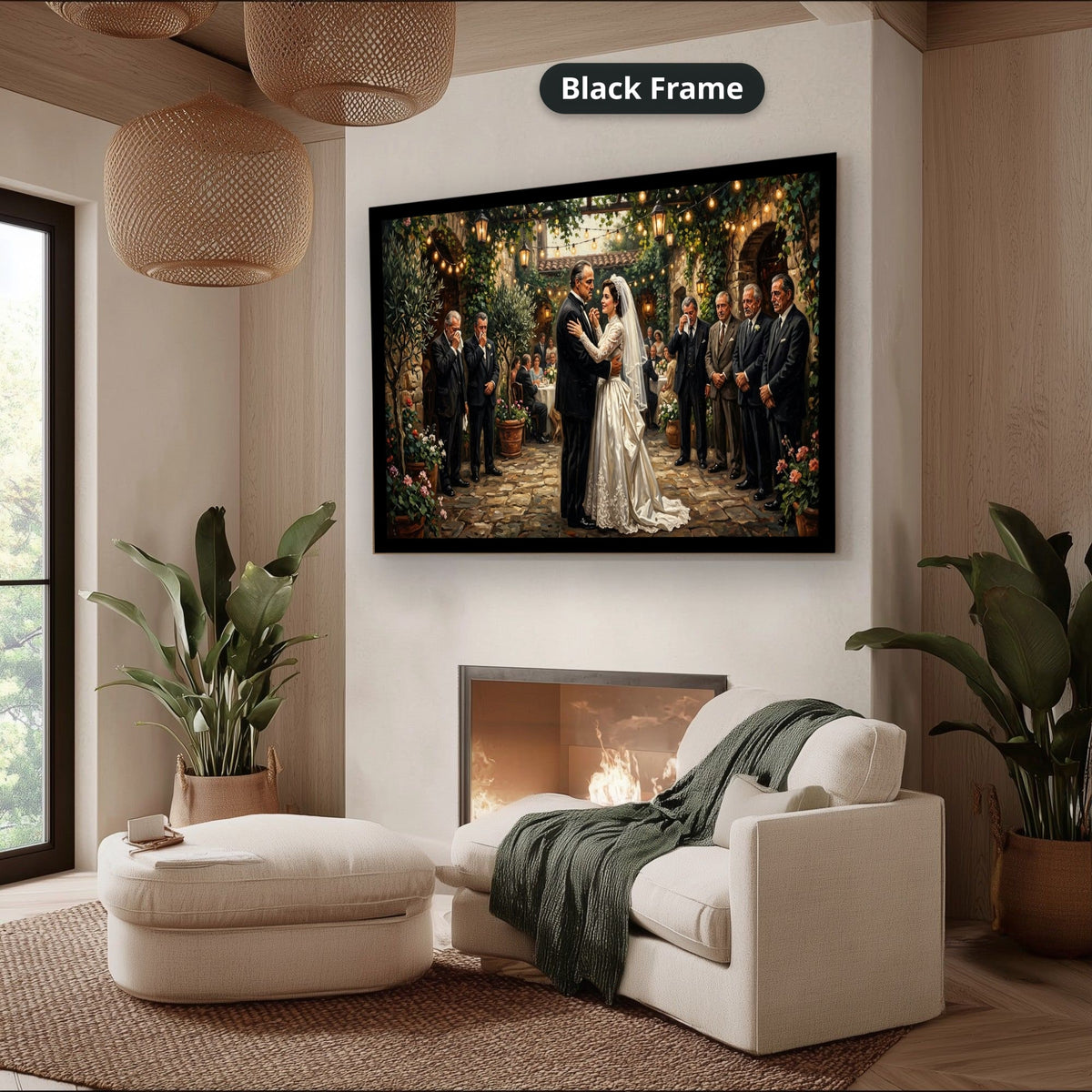 Gangster Wedding Scene, Mafia Canvas Wall Art, Horizontal Wall Decor