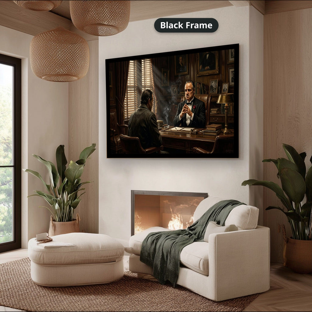 Gangster Mafia Canvas Wall Art, Godfather Scene, Vintage Office Decor