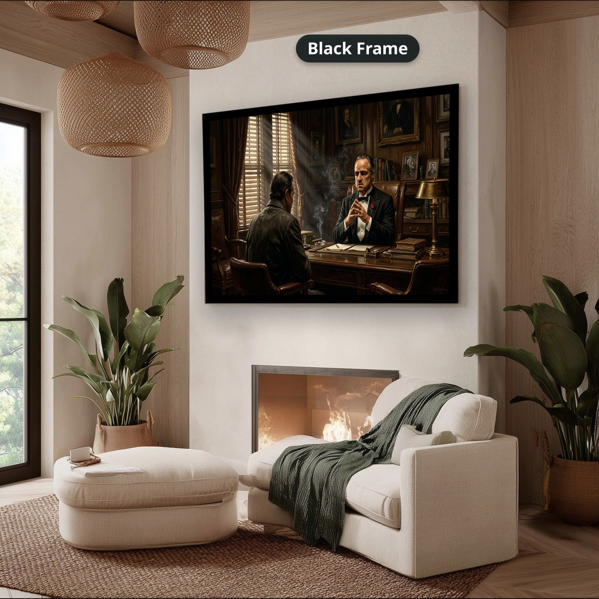 Gangster Mafia Canvas Wall Art, Godfather Scene, Vintage Office Decor