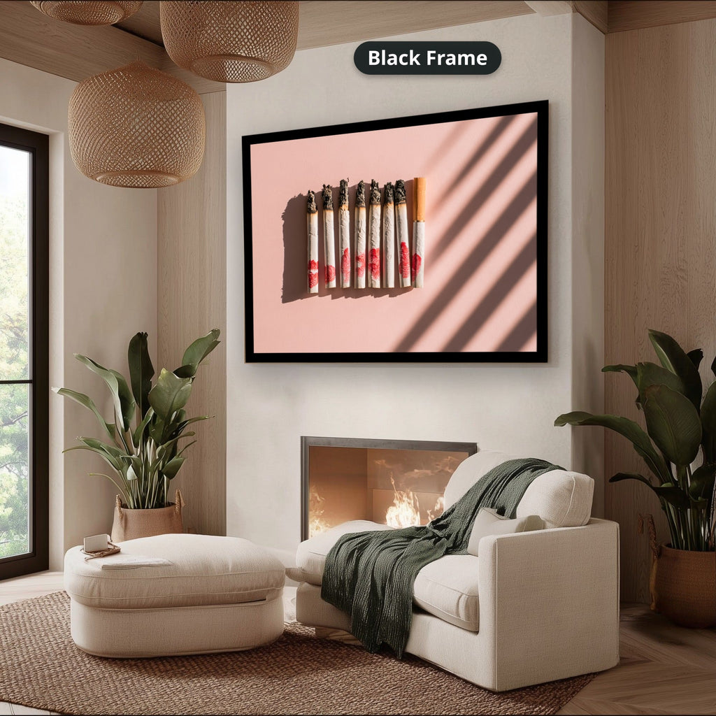 Cigarettes With Red Lipstick Marks Canvas Wall Art