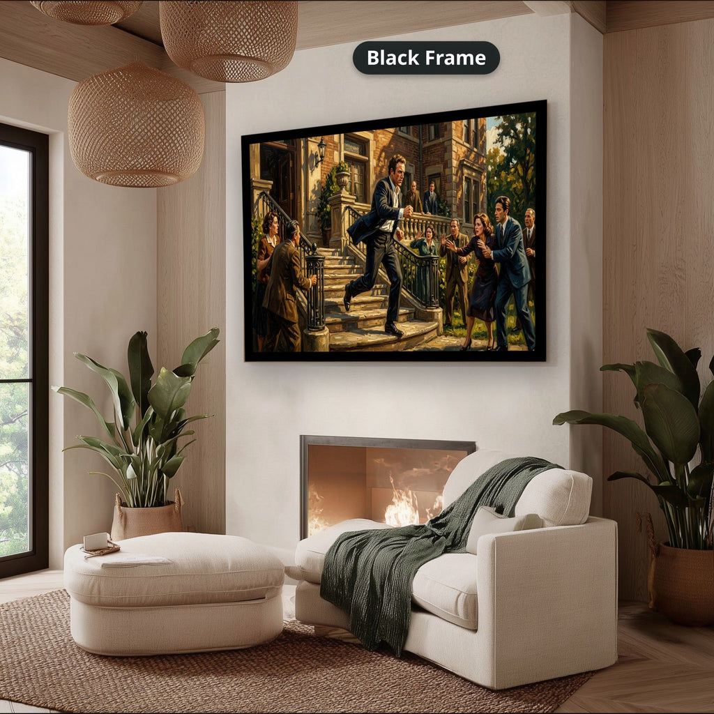 Gangster Canvas Wall Art, Mafia Scene, Vintage Gangster Art