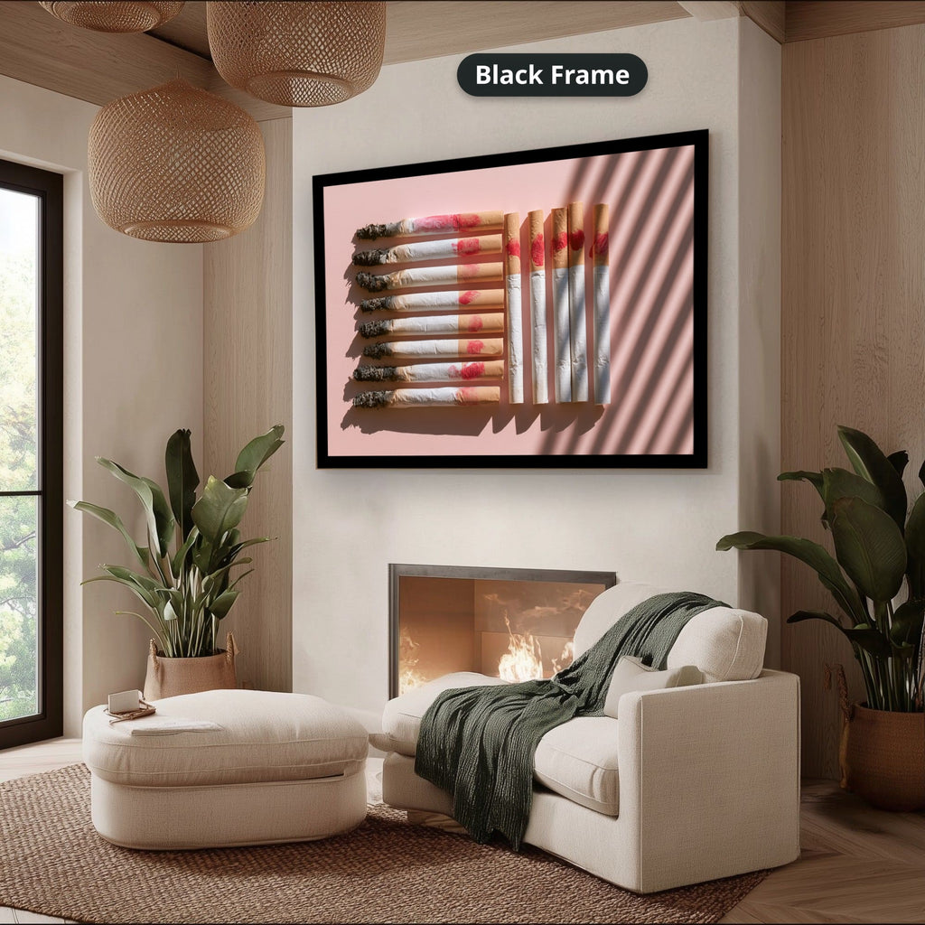 Vintage Cigarettes And Lipstick Canvas Wall Art, Oversized Horizontal
