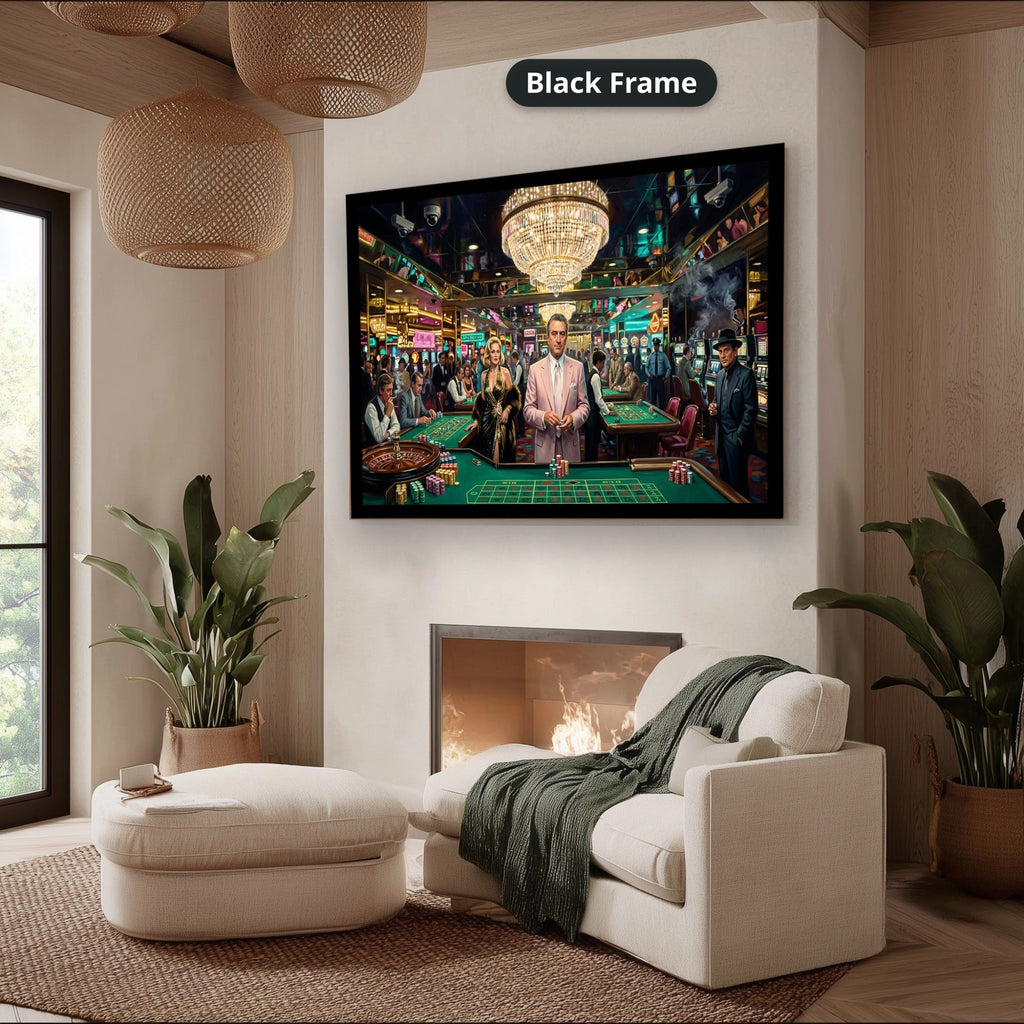 Gangster Casino Scene, Mafia Canvas Wall Art, Vintage Gambling Artwork