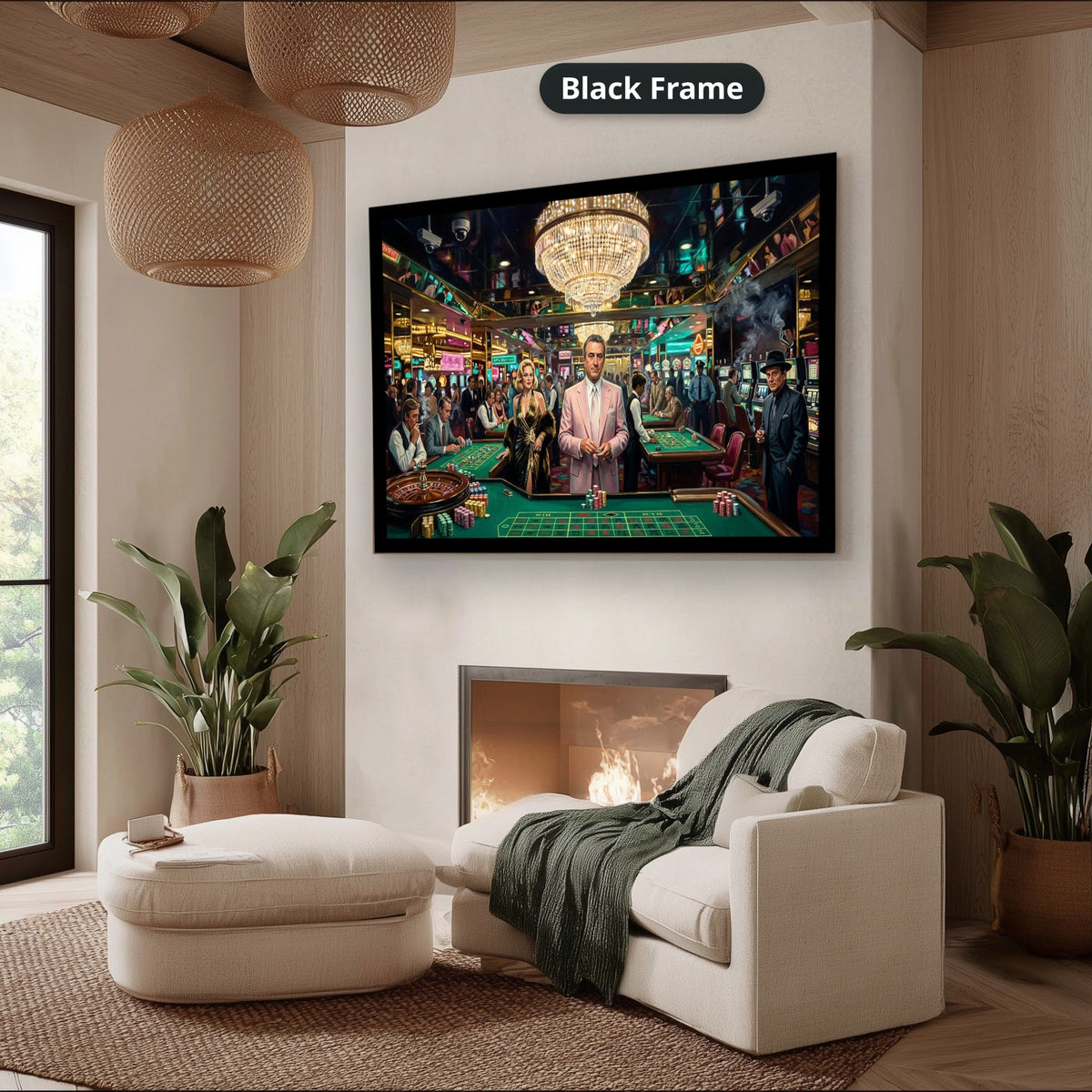 Gangster Casino Scene, Mafia Canvas Wall Art, Vintage Gambling Artwork