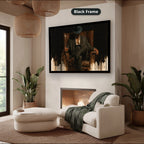 Gangster In Leather Armchair Canvas Wall Art, Oversized Horizontal