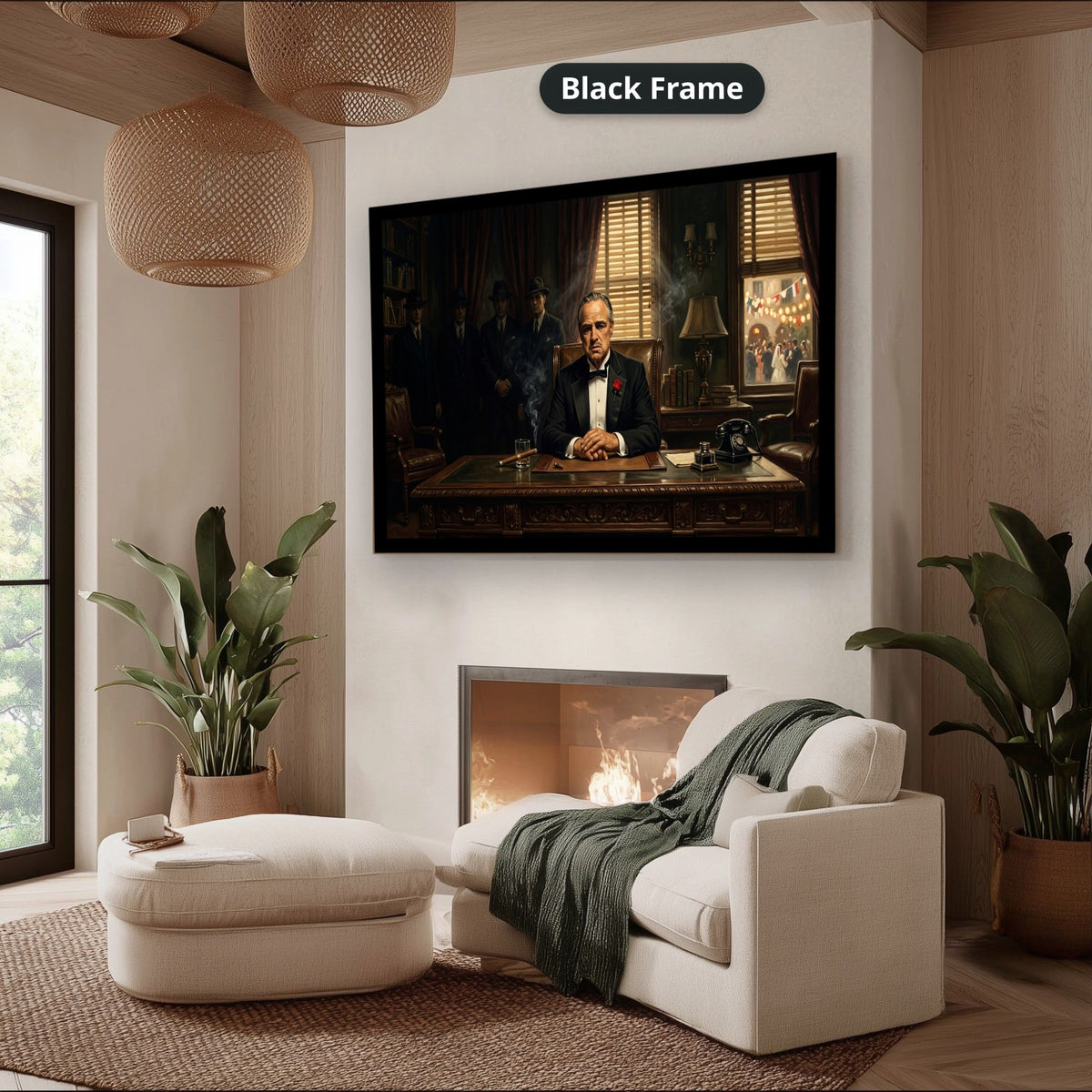 Gangster Mafia Canvas Wall Art, Vintage Godfather Artwork