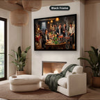 gangster dinner scene, mafia canvas wall art, man cave wall decor