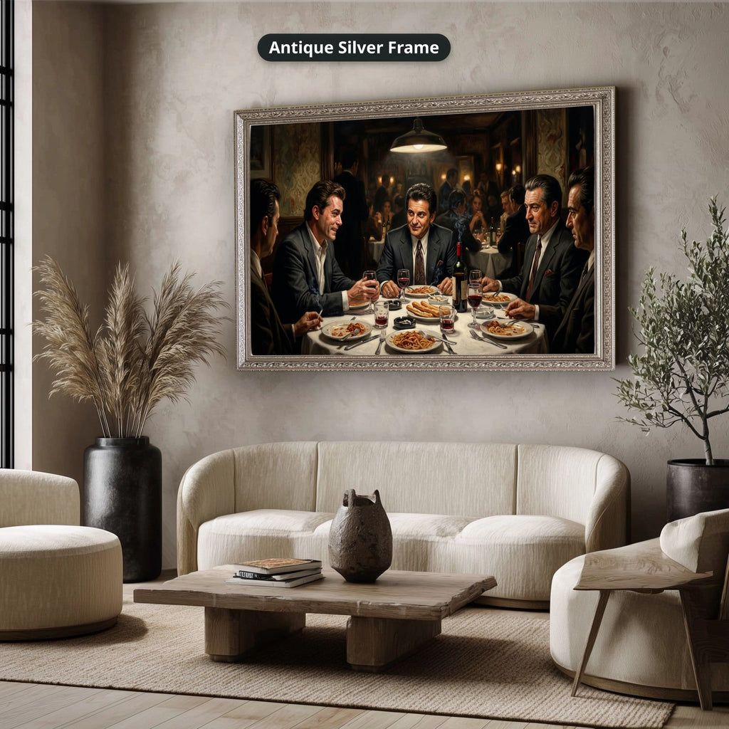 Gangster Mafia Canvas Wall Art, Vintage Restaurant Scene