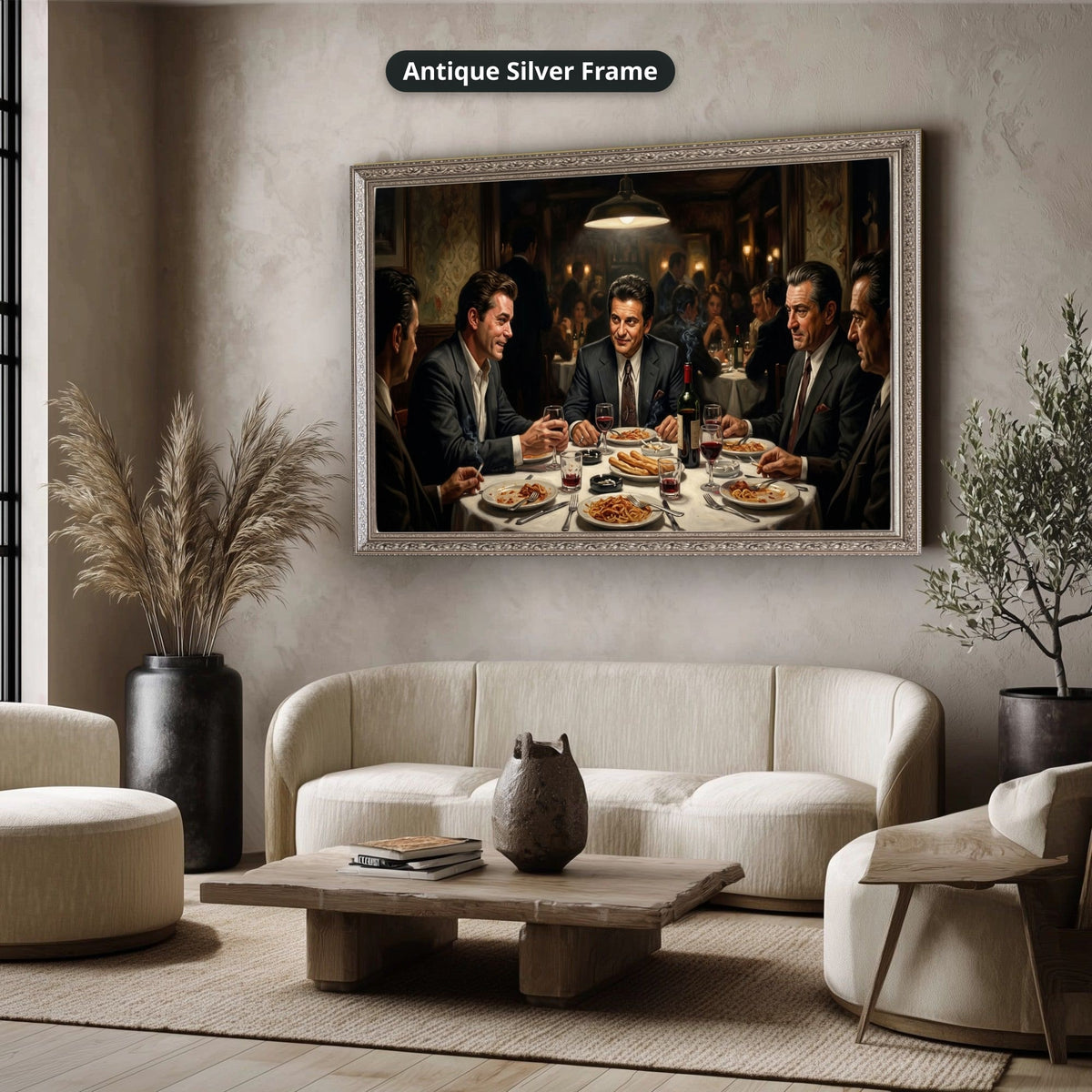 Gangster Mafia Canvas Wall Art, Vintage Restaurant Scene