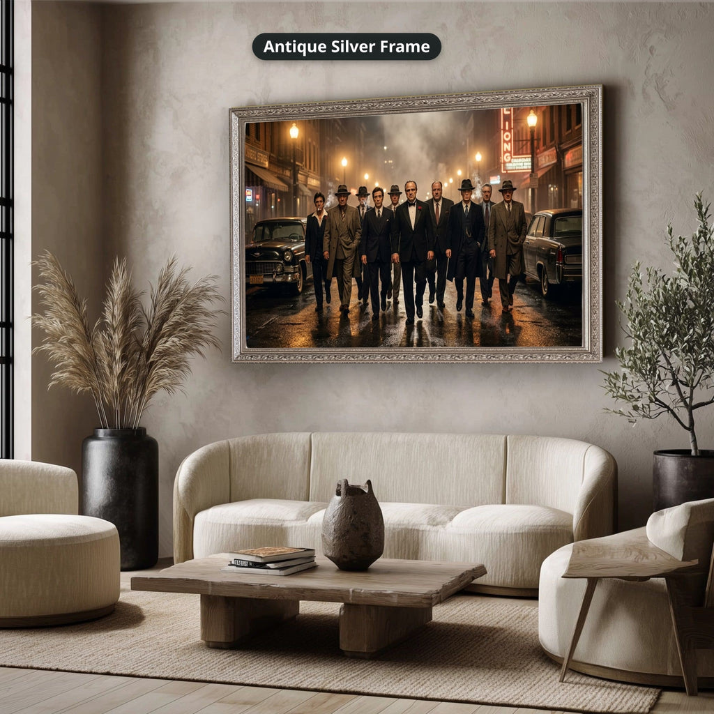 Gangster Mafia Canvas Wall Art, Vintage Movie Scene, Man Cave Decor