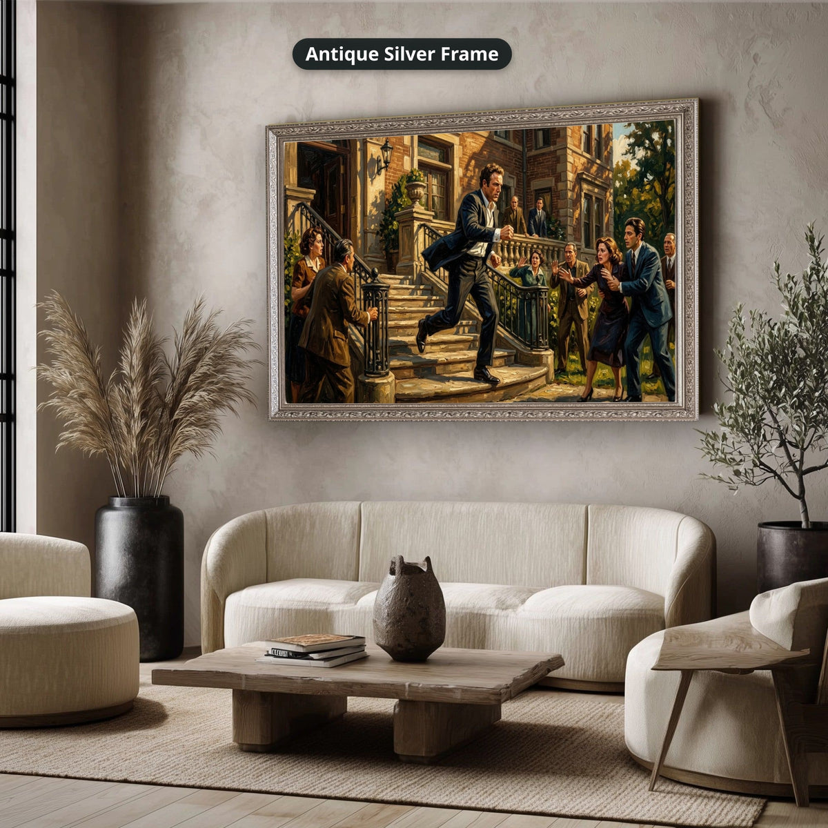 Gangster Canvas Wall Art, Mafia Scene, Vintage Gangster Art