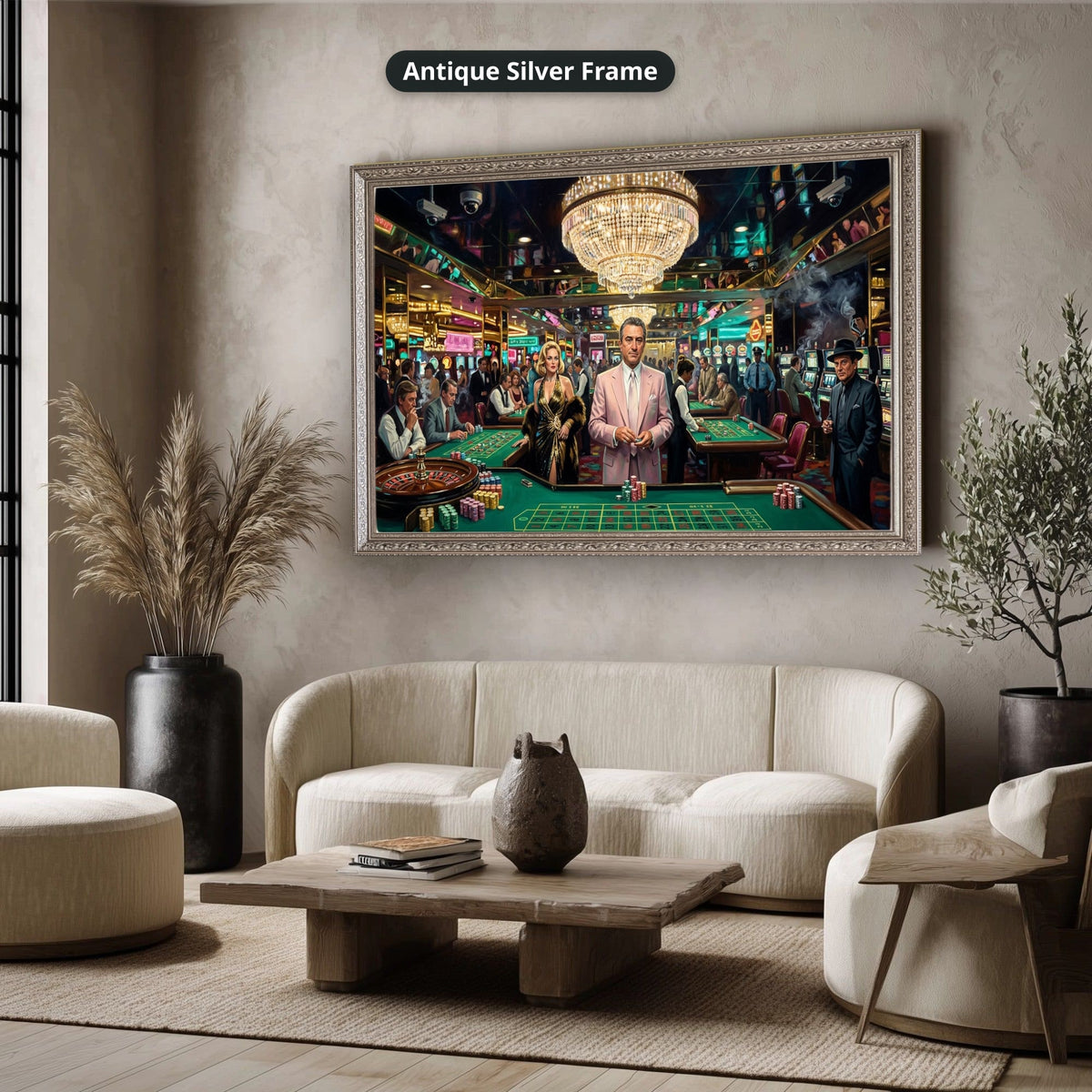 Gangster Casino Scene, Mafia Canvas Wall Art, Vintage Gambling Artwork