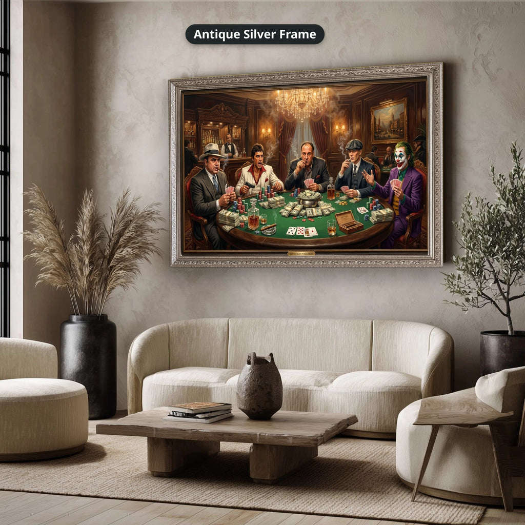Gangster Canvas Wall Art, Mafia Poker Scene, Casino Wall Decor