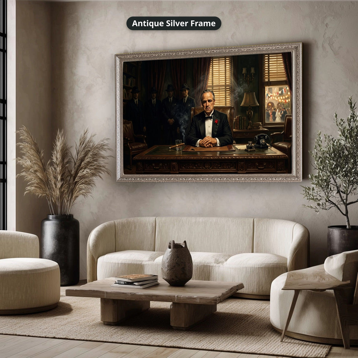 Gangster Mafia Canvas Wall Art, Vintage Godfather Artwork