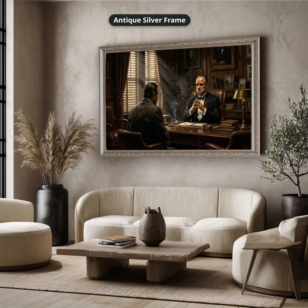 Gangster Mafia Canvas Wall Art, Godfather Scene, Vintage Office Decor