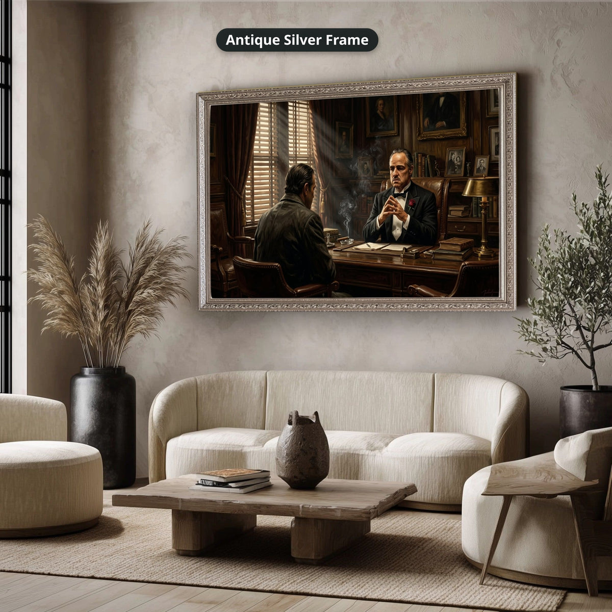 Gangster Mafia Canvas Wall Art, Godfather Scene, Vintage Office Decor