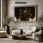 Gangster In Leather Armchair Canvas Wall Art, Oversized Horizontal