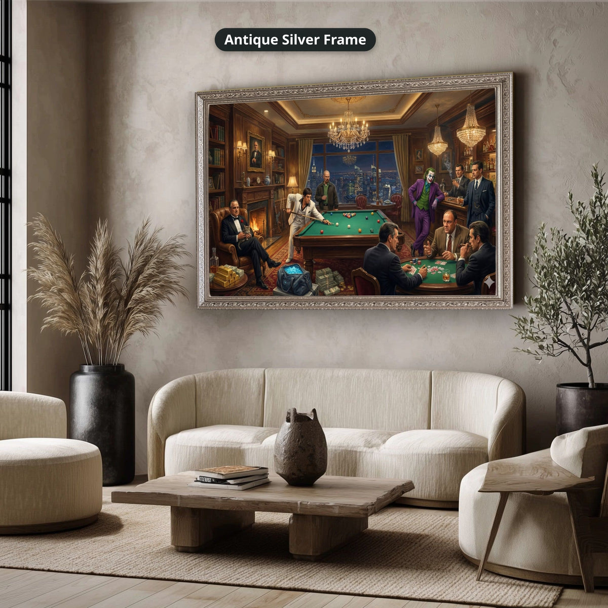 Gangster Canvas Wall Art, Mafia Scene Wall Art, Casino Night Decor