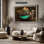 Gangster Canvas Wall Art, Mafia Pool Hall Scene, Man Cave Decor