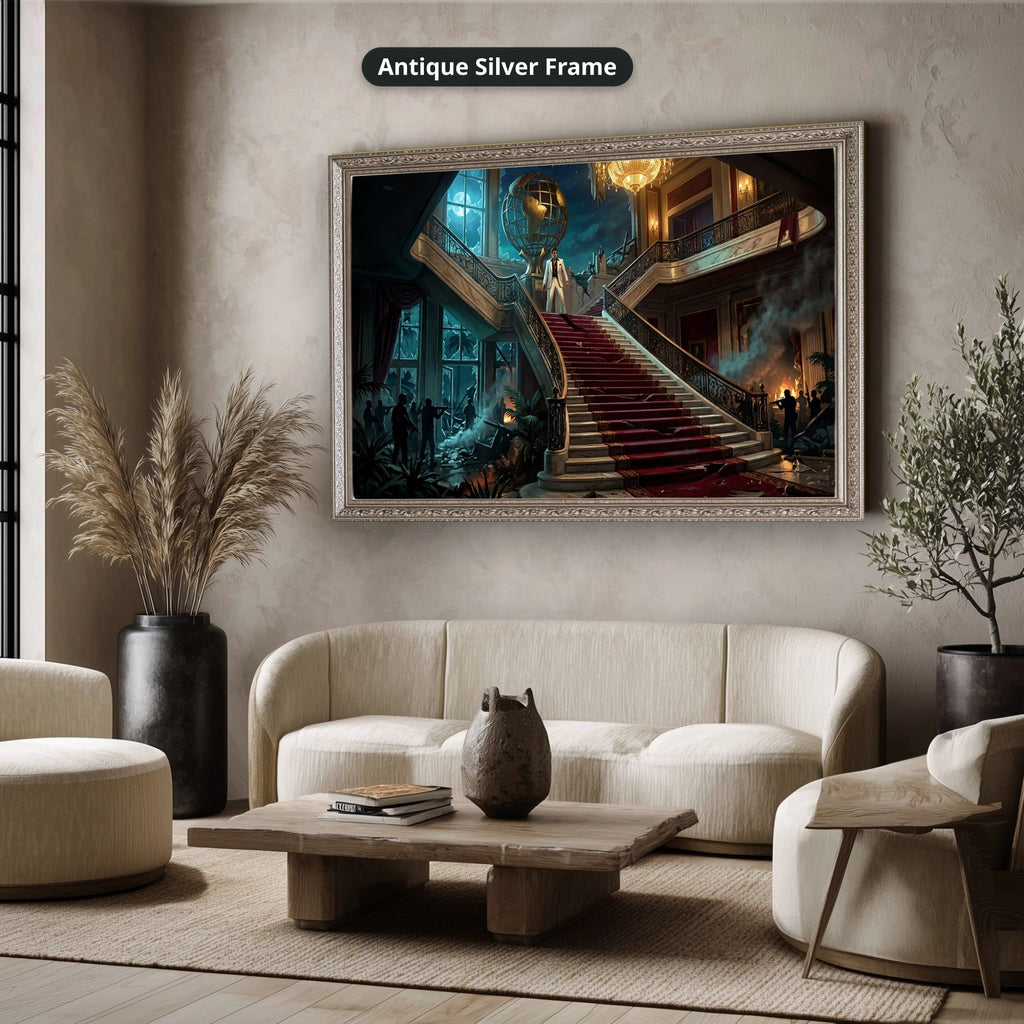 Gangster Canvas Wall Art, Mafia Wall Decor, Luxury Mansion Art