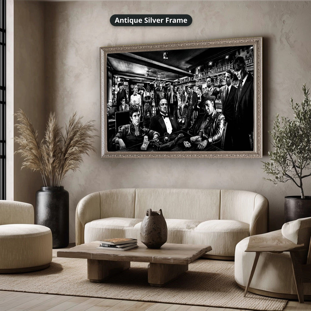Gangster Mafia Canvas Wall Art, Vintage Crime Scene Wall Decor