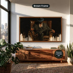 Gangster In Leather Armchair Canvas Wall Art, Oversized Horizontal