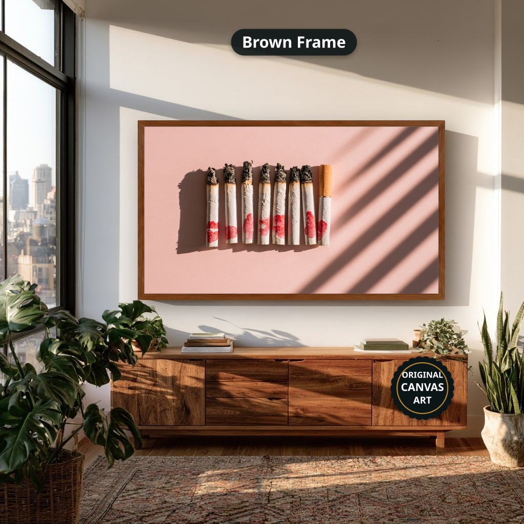 Cigarettes With Red Lipstick Marks Canvas Wall Art